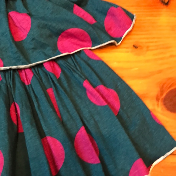 RIGHT BANK BABIES 2T Teal & Pink Polka Dot Dress - Picture 2 of 5